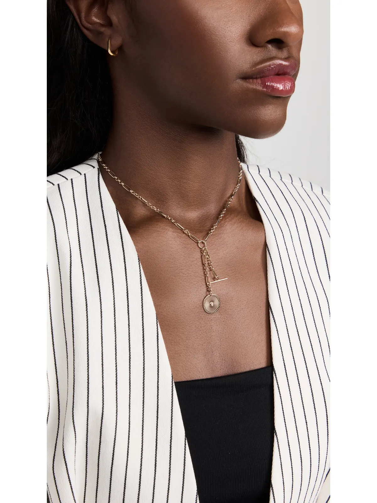 Zoe Chicco ゾーイ・チコ 14k ベゼルダイヤモンド ラリエット ネックレス イエローゴールド - 画像3