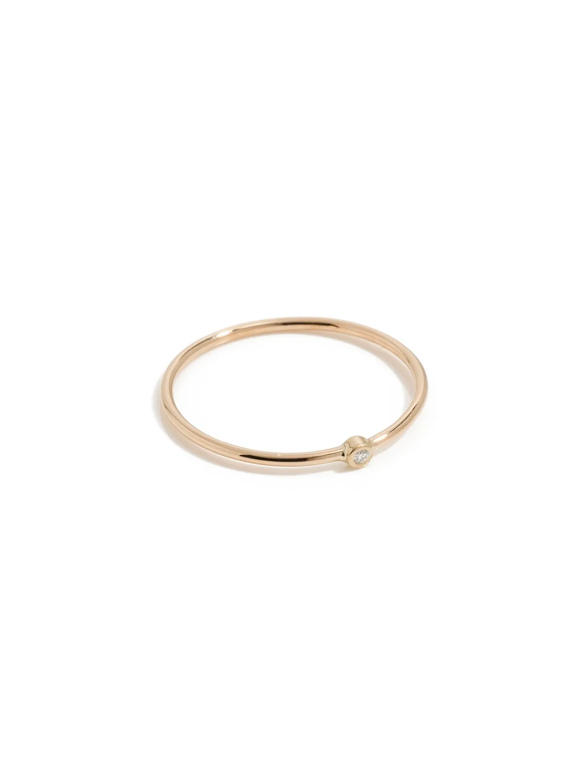 Zoe Chicco 14k イエローゴールド ダイヤモンド ベゼル 細身 バンド リング - 画像1