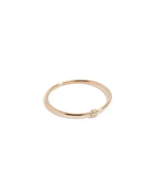 Zoe Chicco 14k イエローゴールド ダイヤモンド ベゼル 細身 バンド リング - サムネイル1