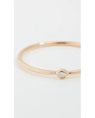 Zoe Chicco 14k イエローゴールド ダイヤモンド ベゼル 細身 バンド リング - サムネイル5