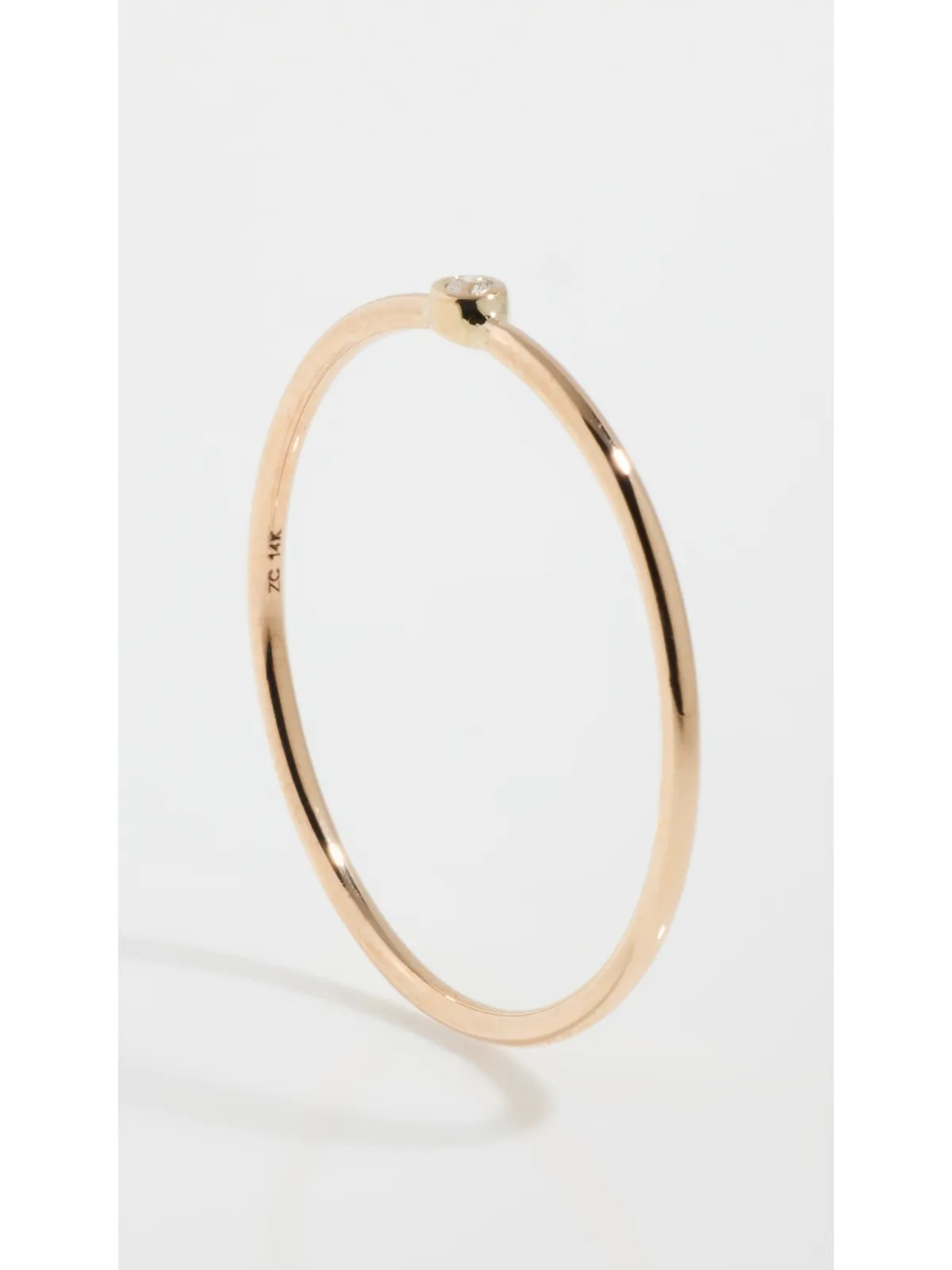 Zoe Chicco 14k イエローゴールド ダイヤモンド ベゼル 細身 バンド リング - 画像4