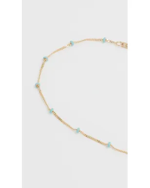 Zoe Chicco 14Kゴールドとエナメルのサテライトチェーン アンクレット（ターコイズ） - サムネイル4