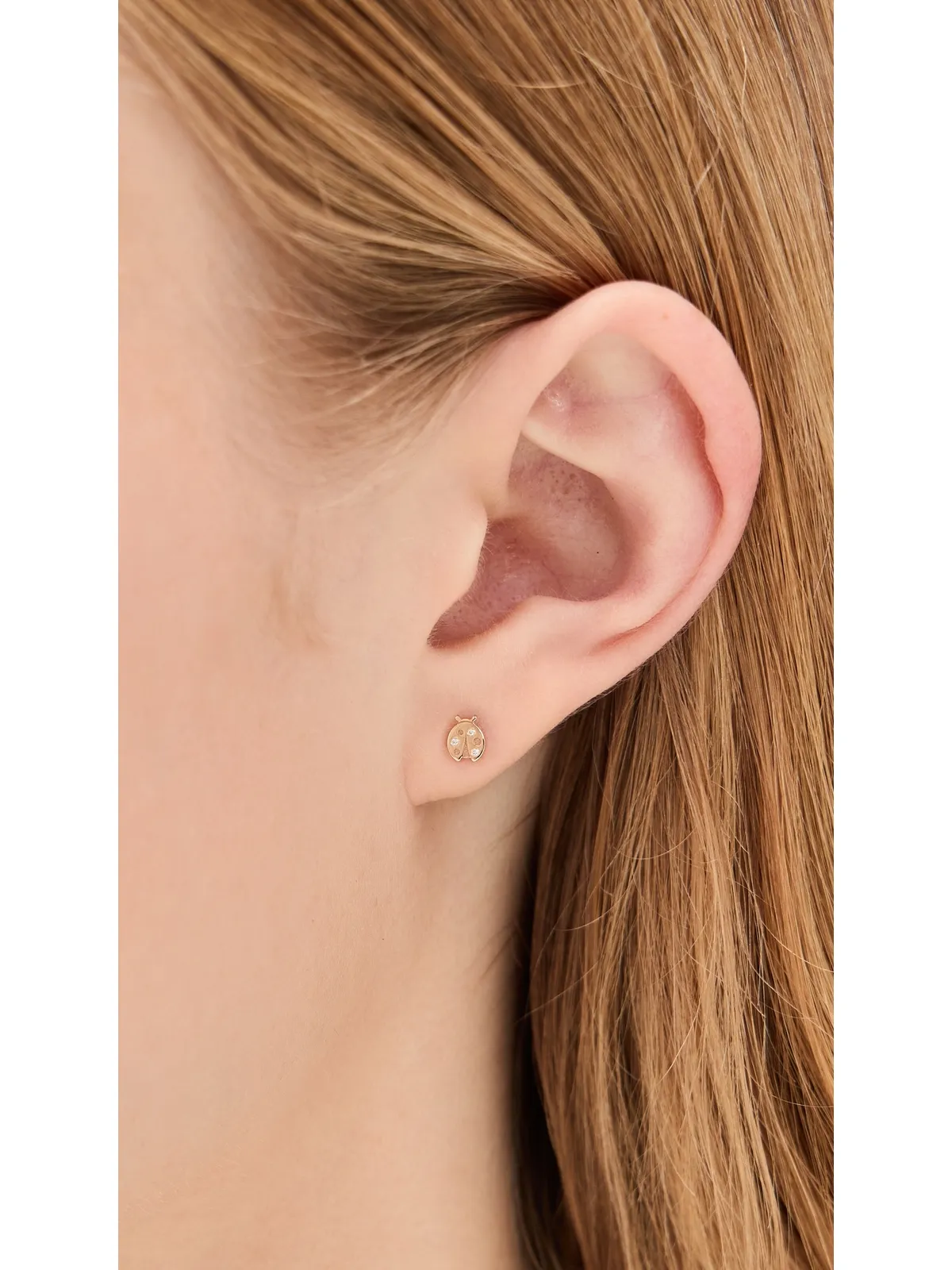 Zoe Chicco 14k Gold テントウムシ ダイヤモンド スタッド ピアス - 画像3