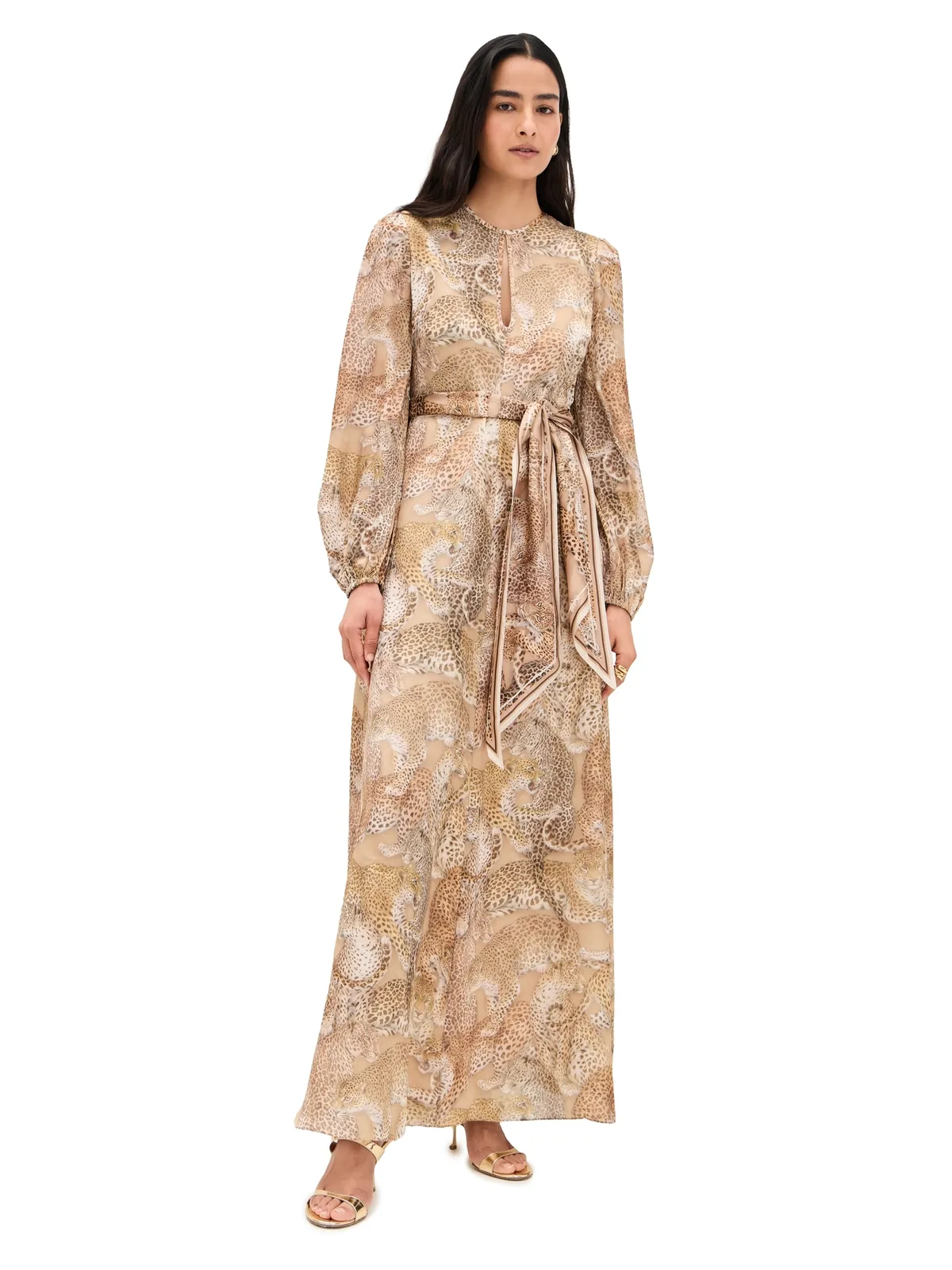 Zimmermann Rebellion Sheath Dress Latte Leopard - 画像1