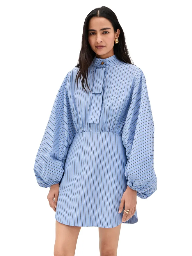 Zimmermann Zimmermann ドローストリングストライプ ミニドレス ハイドレンジアストライプの商品画像