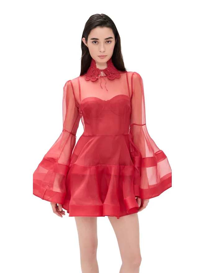 Zimmermann Zimmermann リベリオン ランタン シルク ミニドレス レッドの商品画像