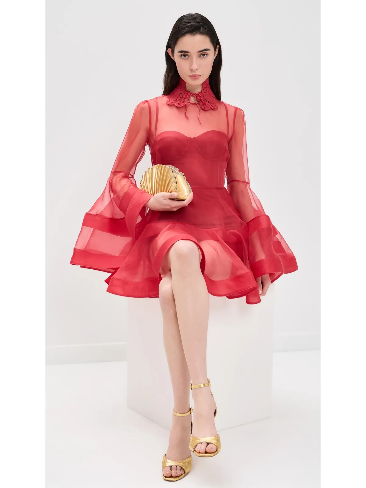 Zimmermann リベリオン ランタン シルク ミニドレス レッド - 画像5