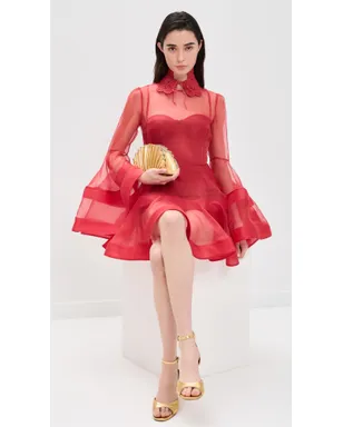 Zimmermann リベリオン ランタン シルク ミニドレス レッド - サムネイル5