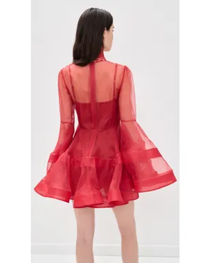 Zimmermann リベリオン ランタン シルク ミニドレス レッド - サムネイル3