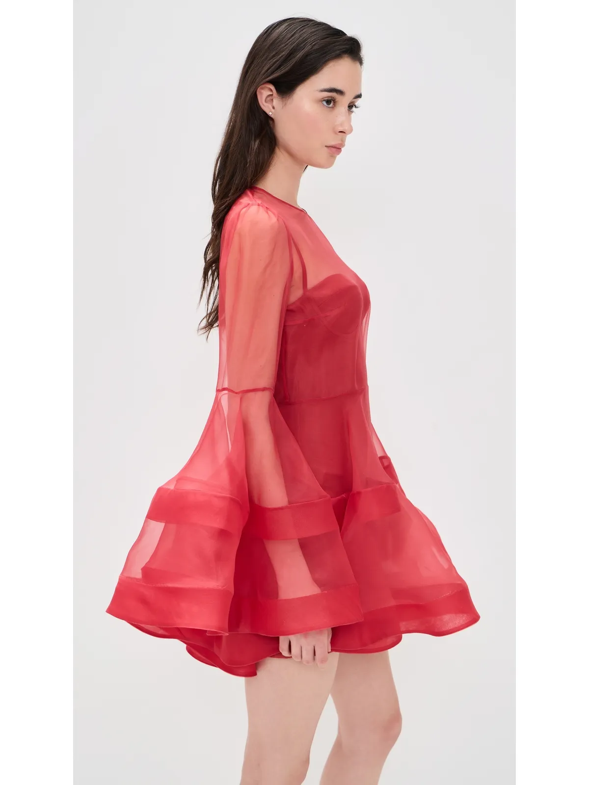 Zimmermann リベリオン ランタン シルク ミニドレス レッド - 画像4