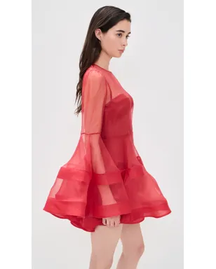 Zimmermann リベリオン ランタン シルク ミニドレス レッド - サムネイル4