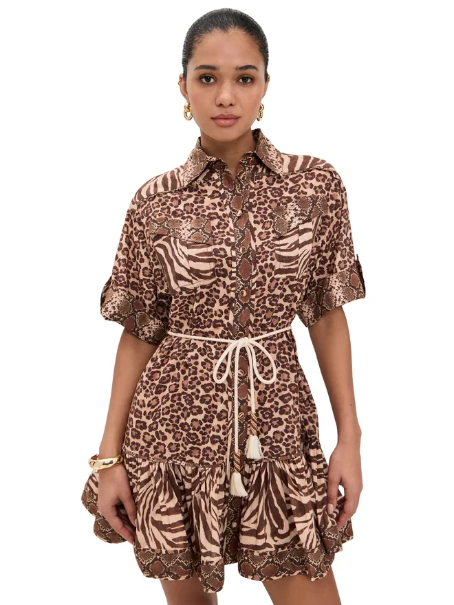 Zimmermann Zimmermann ワンダーラスト ランタン ミニドレス スプライスドプリントの商品画像