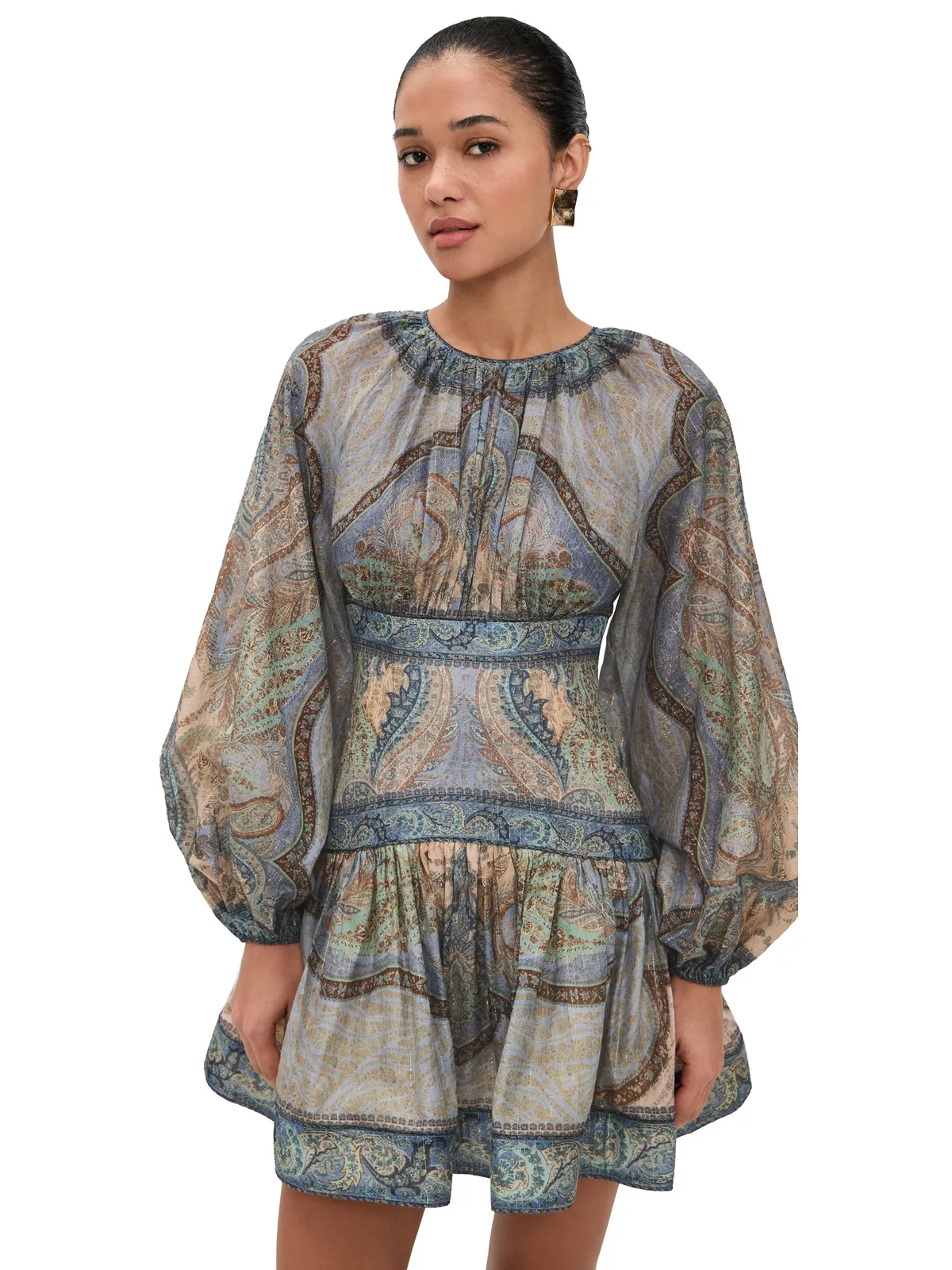 Zimmermann ワンダーラスト ミニドレス テープストリーブルー・マルチ - 画像1