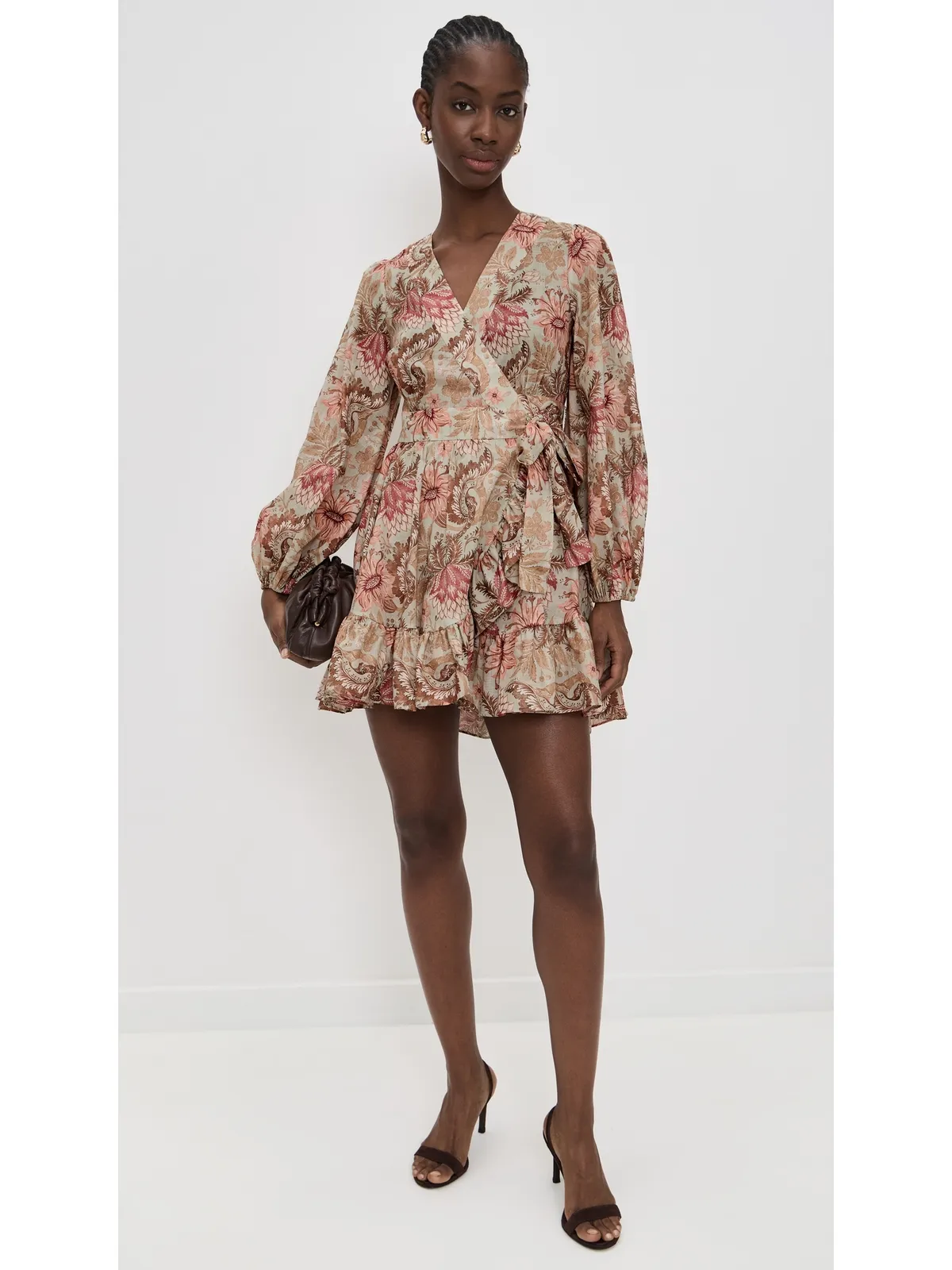 Zimmermann デイライト ミニ ラップ フリル ドレス Stamp Floral Sage - 画像5