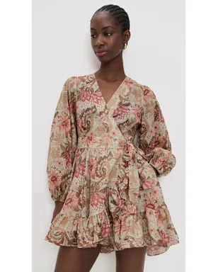 Zimmermann デイライト ミニ ラップ フリル ドレス Stamp Floral Sage - サムネイル2