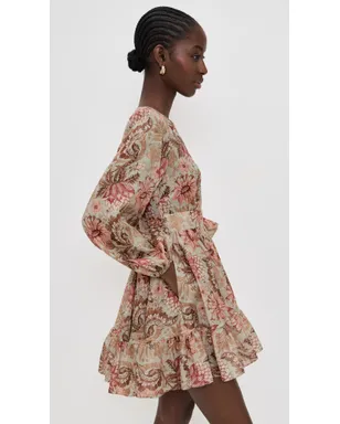 Zimmermann デイライト ミニ ラップ フリル ドレス Stamp Floral Sage - サムネイル4