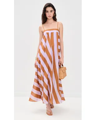 Zimmermann Indra Stripe Silk Maxi Dress Lilac Tan - サムネイル2