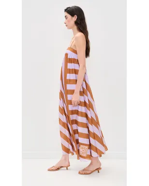 Zimmermann Indra Stripe Silk Maxi Dress Lilac Tan - サムネイル4