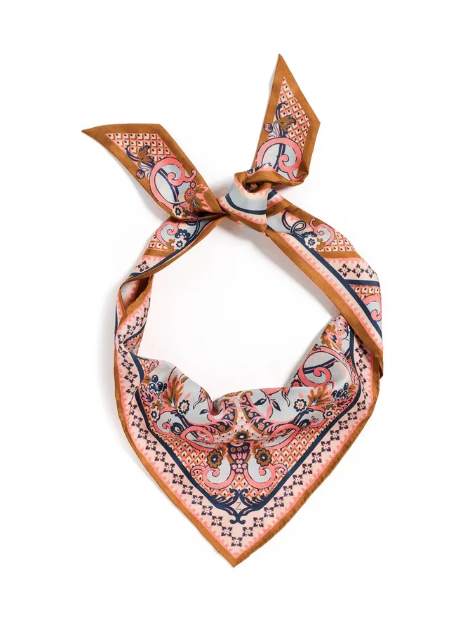 Zimmermann Zimmermann プリント シルクタイ ヘッドスカーフ ブルー ペイズリーフローラルの商品画像