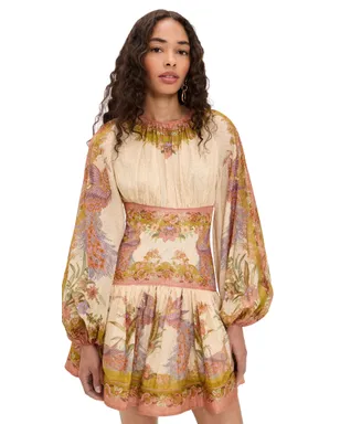 Zimmermann Indra ミニドレス チャートリューズ花柄 - サムネイル1