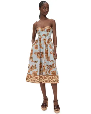 Zimmermann アスター コルセット ミディドレス ブルー・ジャコベアン - サムネイル1