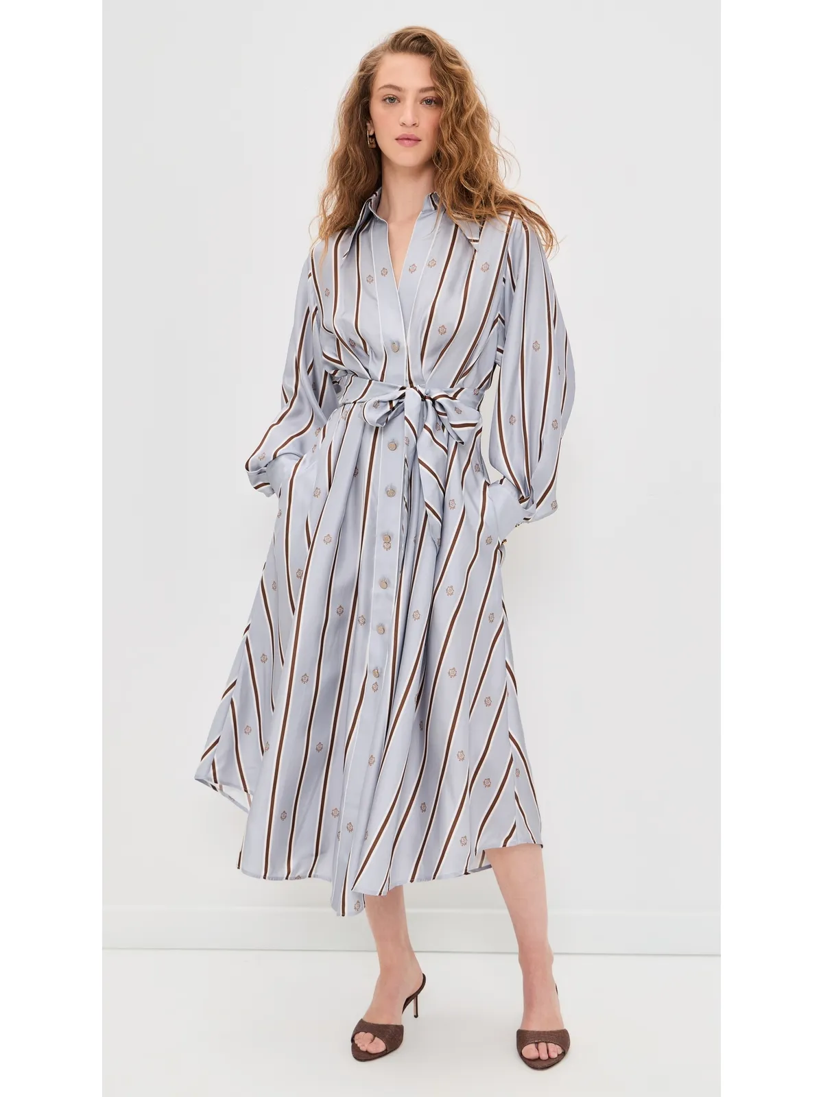 Zimmermann エンブレム タック シルク ミディドレス - 画像2