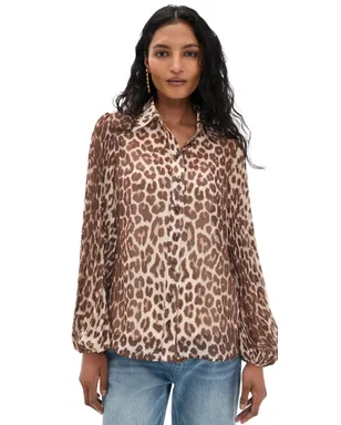 Zimmermann サンレイ襟付きトップ レオパード - サムネイル1