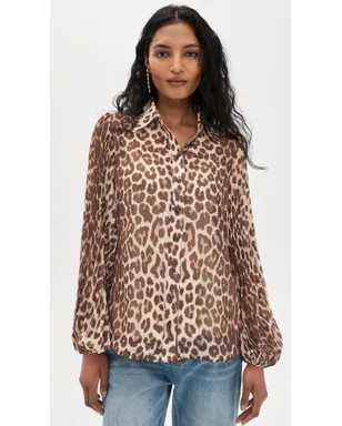 Zimmermann サンレイ襟付きトップ レオパード - サムネイル2