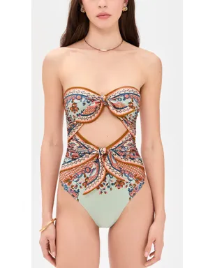 Zimmermann アスター スカーフタイ ワンピース水着 ブルー ペイズリーフローラル - サムネイル2