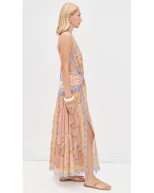 Zimmermann インドラ プランジ ハルター マキシドレス ピンク スカーフ フローラル - サムネイル5