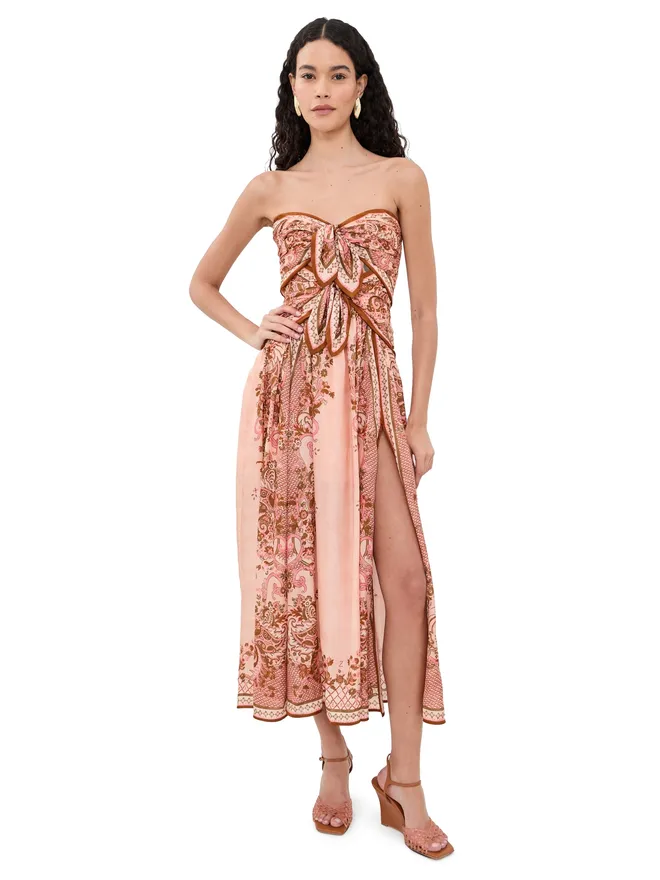 Zimmermann Zimmermann アスター シルク スカーフ ドレス ピンク ペイズリー フローラルの商品画像