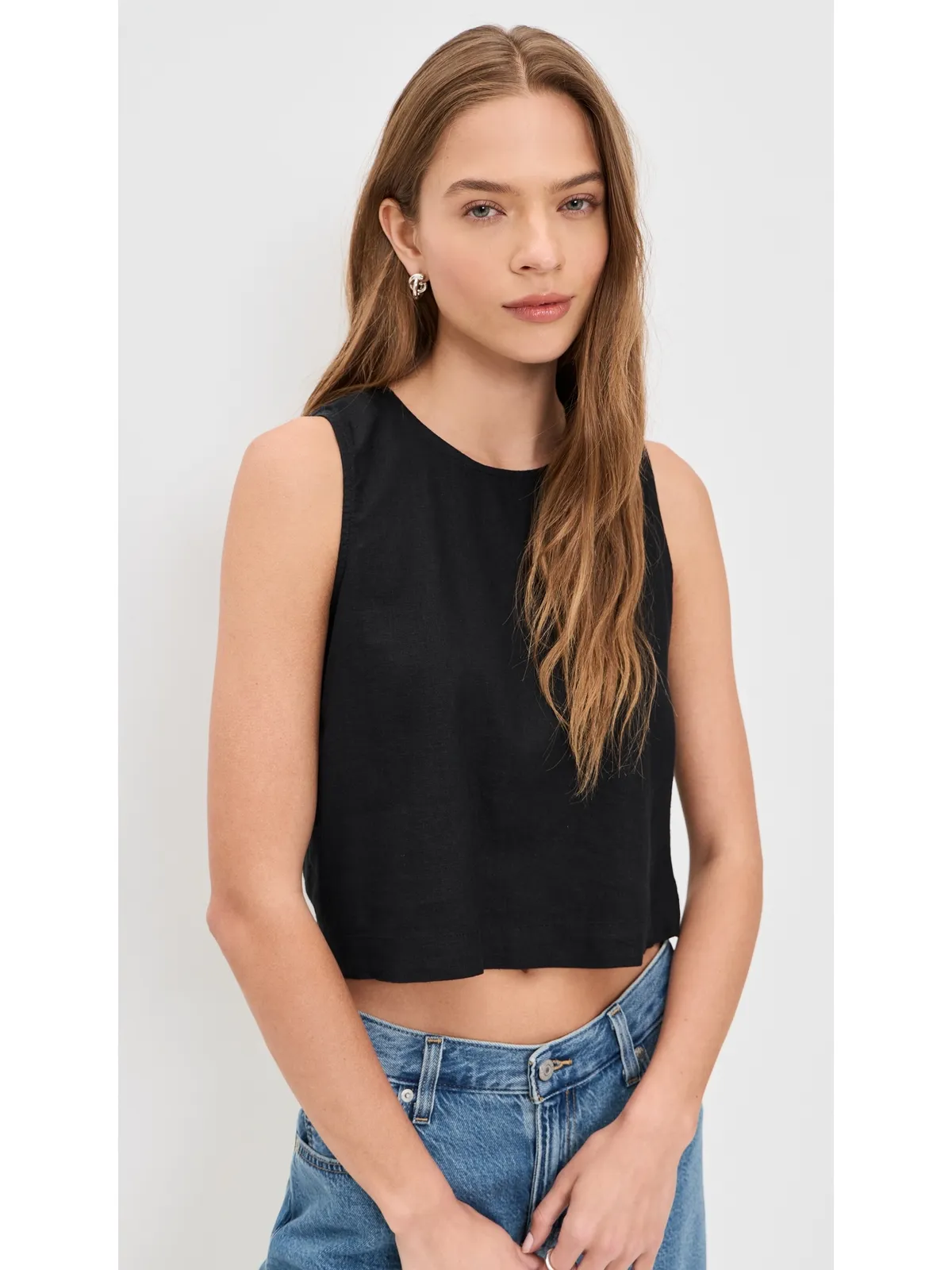 Z Supply Sloane Linen Top ブラック - 画像2