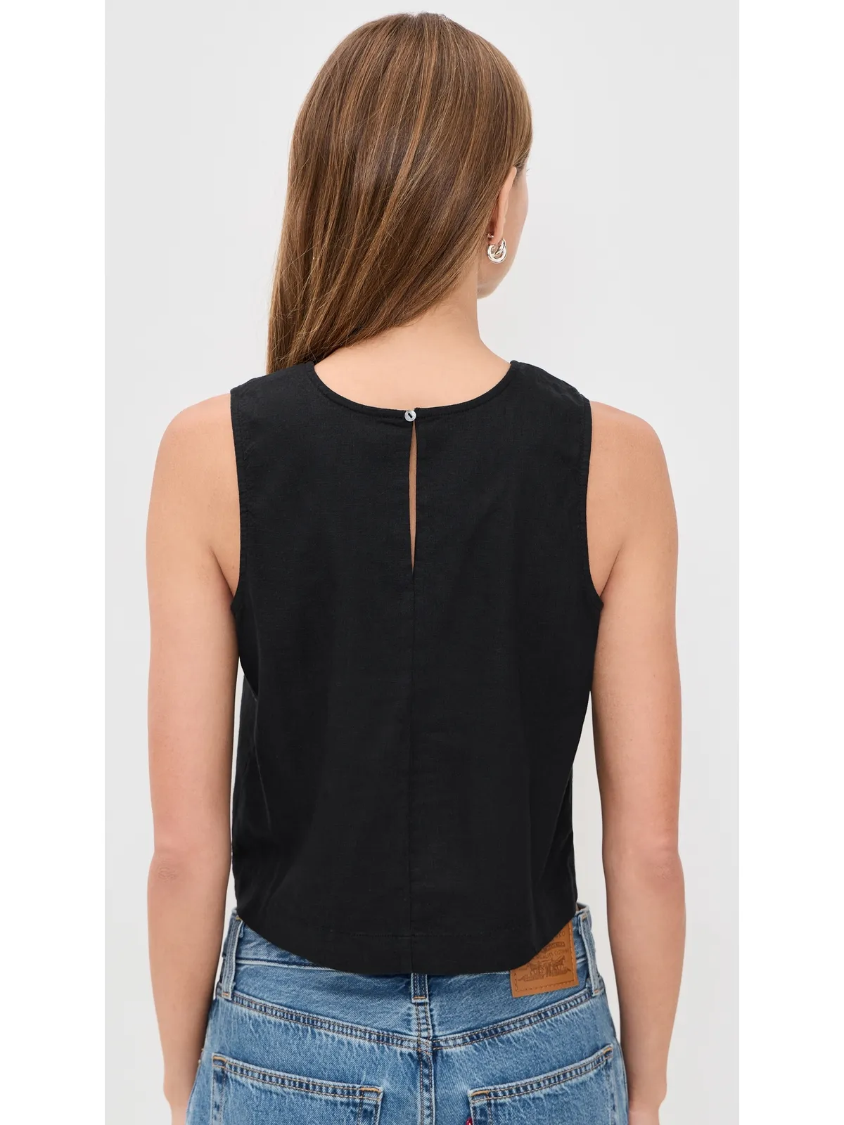 Z Supply Sloane Linen Top ブラック - 画像3