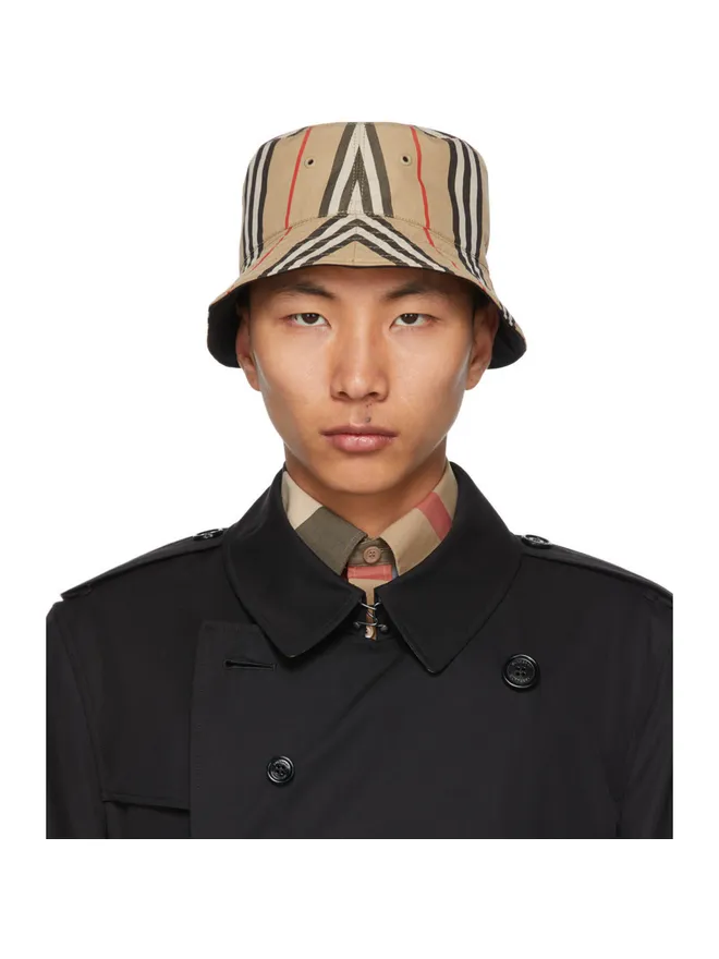 Burberry Burberry ベージュ Icon Stripe バケット ハットの商品画像