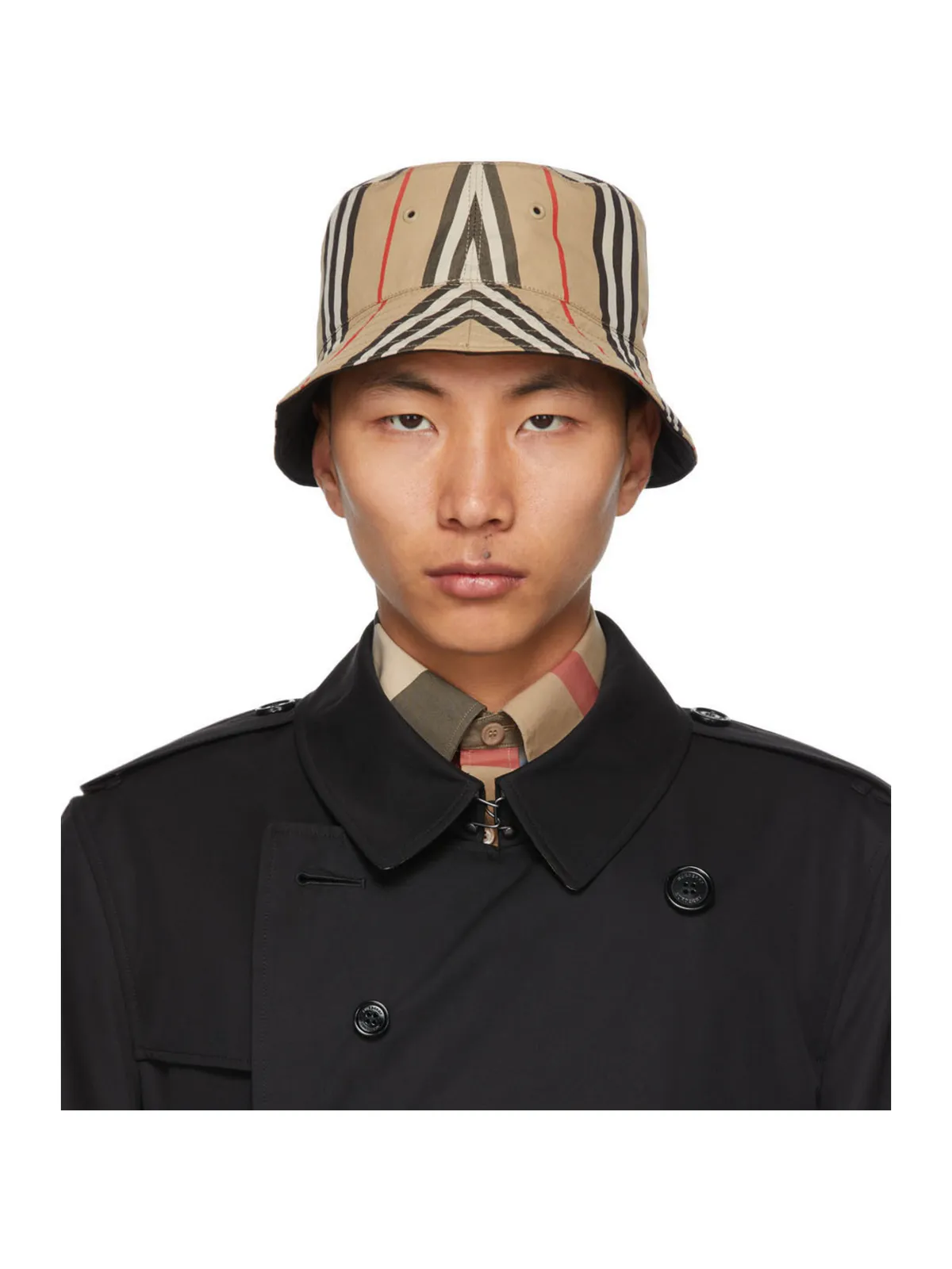 Burberry ベージュ Icon Stripe バケット ハット - 画像1