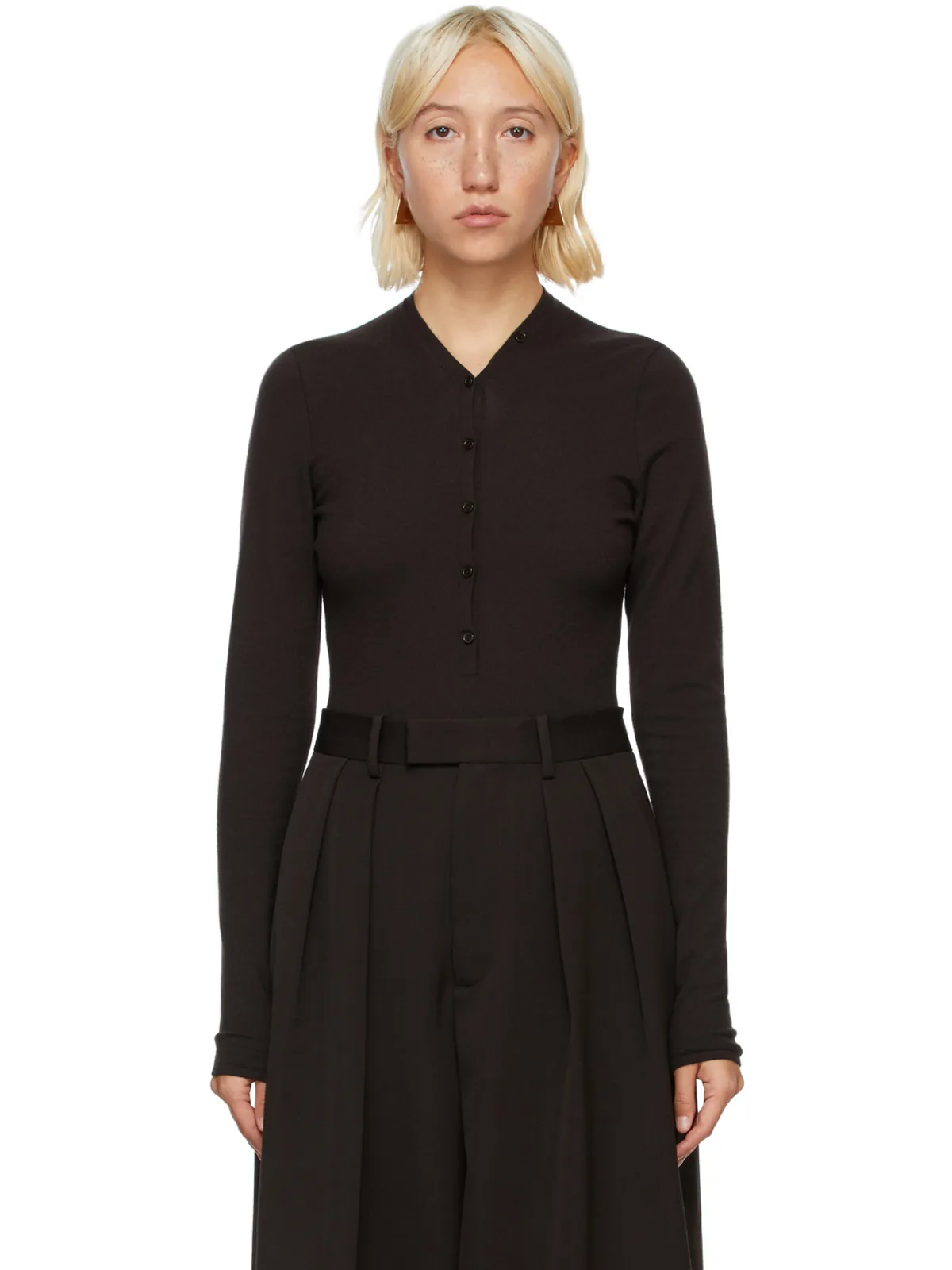 Bottega Veneta カシミア V ネック ボディスーツ - 画像1