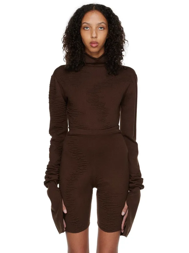 SELASI SELASI SSENSE限定 KBN Knitwearエディション ブラウン ボディスーツの商品画像