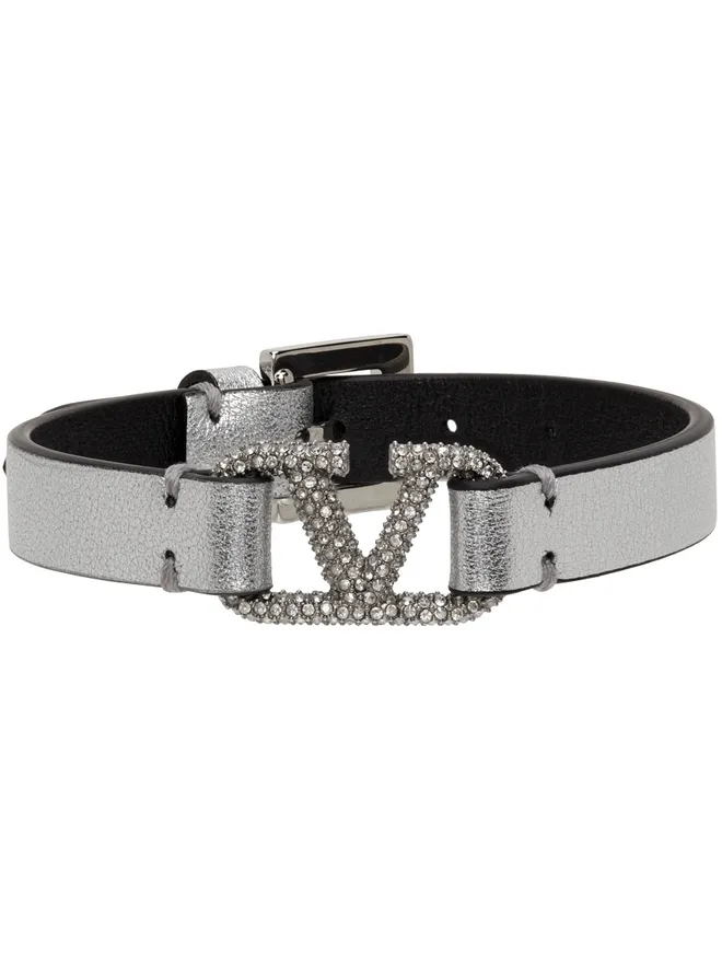 Valentino Garavani Valentino Garavani シルバー クリスタル Vlogo ブレスレットの商品画像