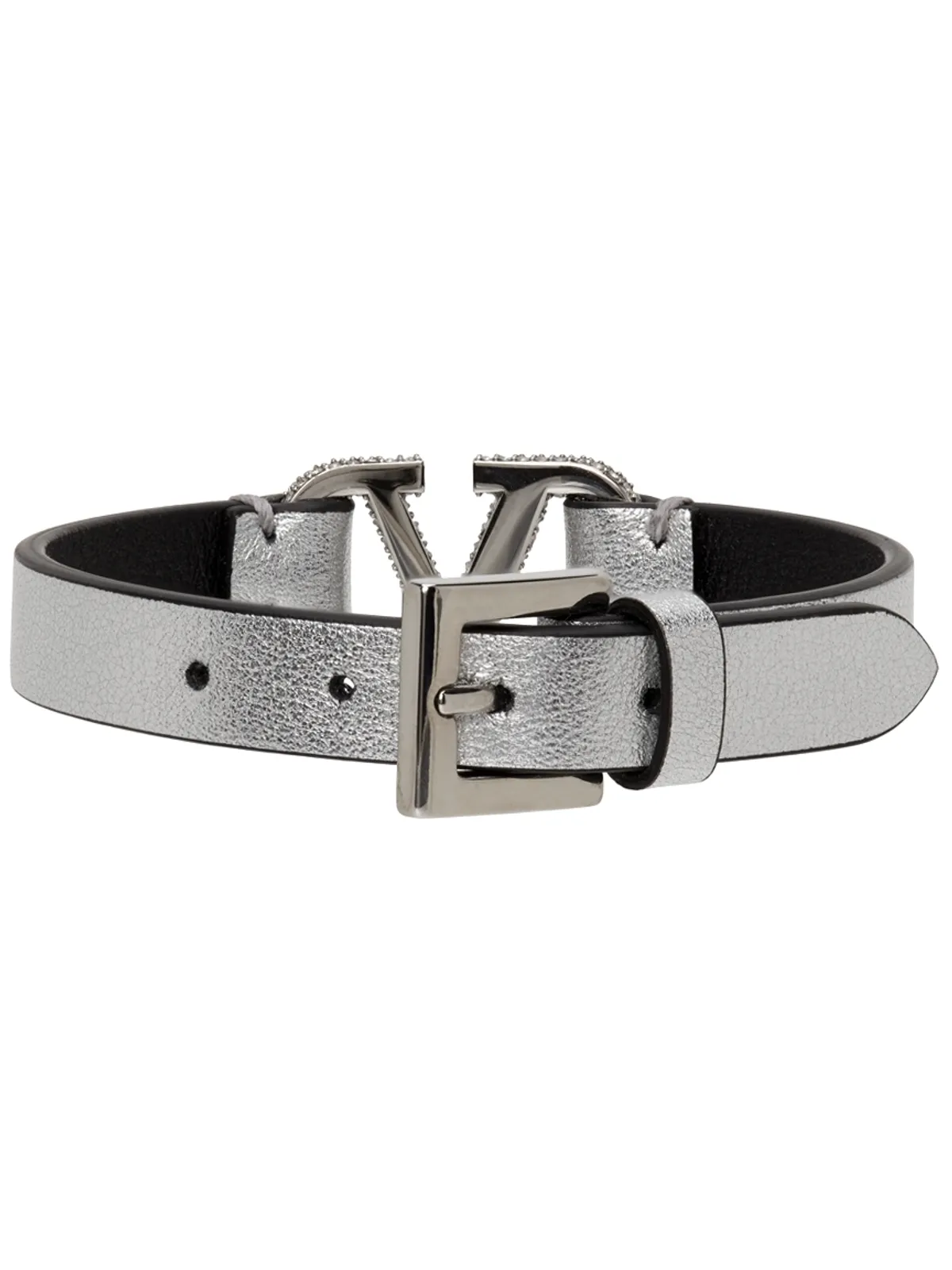 Valentino Garavani シルバー クリスタル Vlogo ブレスレット - 画像4