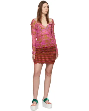 Anna Sui Konry Kエディション ピンク Ombre Crochet ミニスカート - サムネイル4