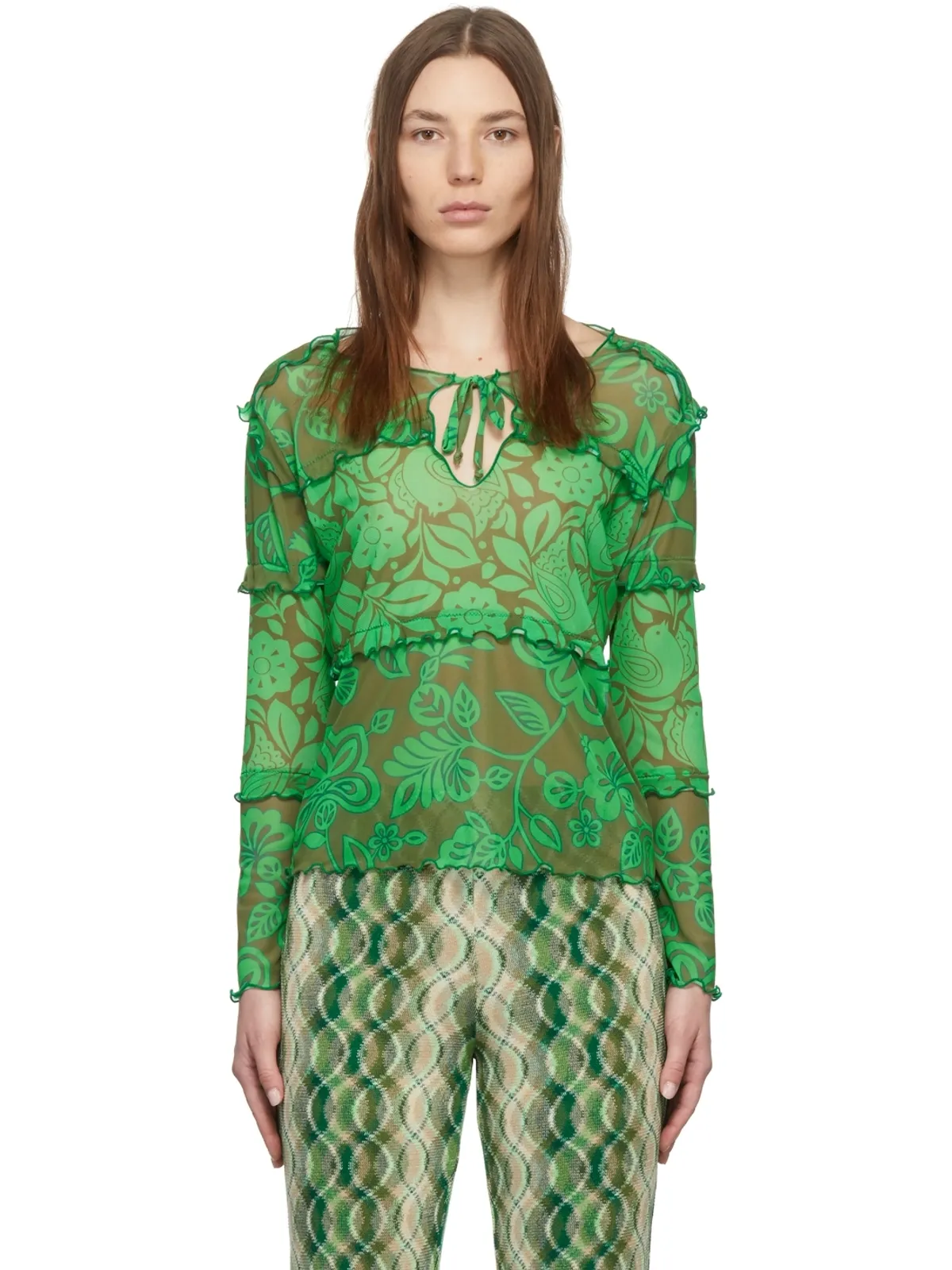 Anna Sui Paradisiac Combo Mesh Tシャツ - 画像1