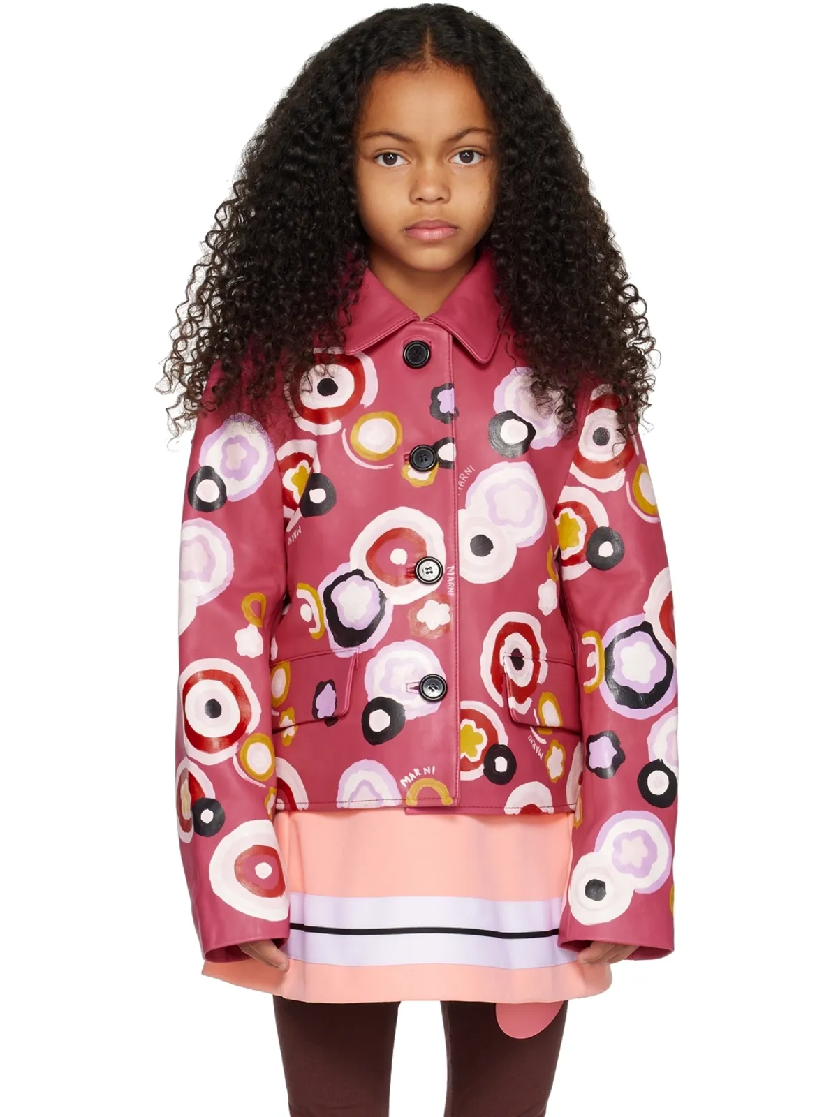 Marni キッズ｜ フローラル レザージャケット - 画像1