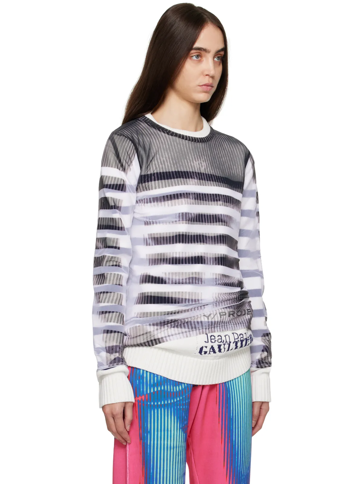 Y/Project Jean Paul Gaultierエディション ブラック＆ホワイト Marinière セーター - 画像2