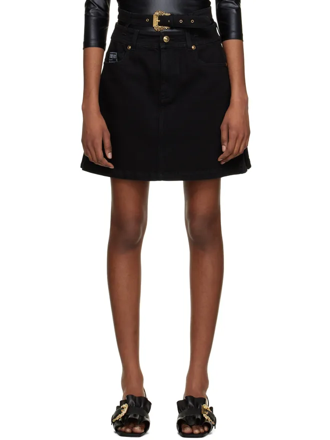 Versace Jeans Couture Versace Jeans Couture バロック バックル デニム ミニスカートの商品画像