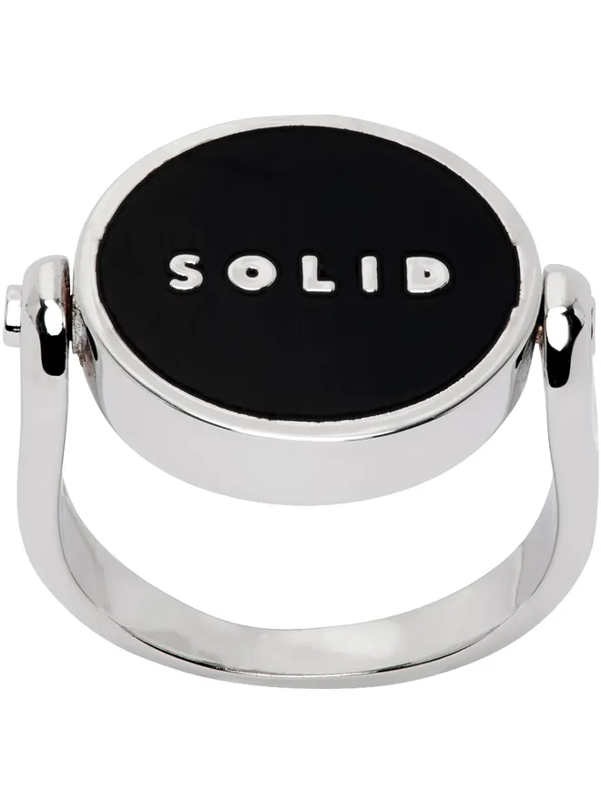 Solid Homme Solid Homme シルバー＆ブラック Solid Round リングの商品画像