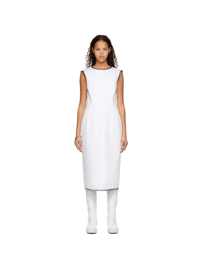 Raf Simons Raf Simons ディストレス デニム ミディアムワンピースの商品画像