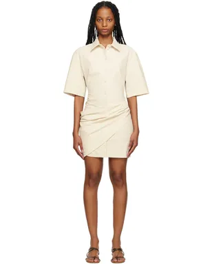JACQUEMUS Le Raphiaコレクション オフホワイト La Robe Camisa ミニドレス - サムネイル1