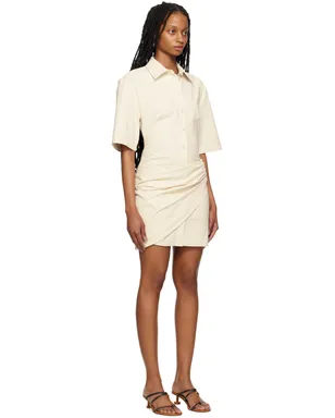 JACQUEMUS Le Raphiaコレクション オフホワイト La Robe Camisa ミニドレス - サムネイル2