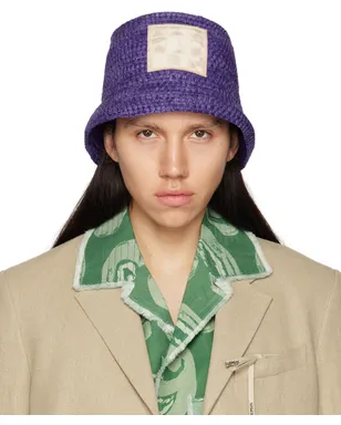 JACQUEMUS Le Raphiaコレクション パープル Le Bob Ficiu ハット - サムネイル1