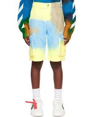 OFF-WHITE キッズ｜ タイダイ デニムショートパンツ - サムネイル1